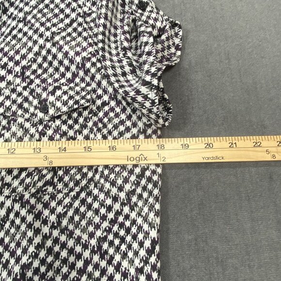 Fred David Womens Houndstooth Pattern Short Sleeve Button-Up Shirt Size Medium - Picture 9 of 9